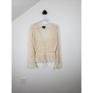 Vintage Karen Kane Cream Crochet Cardigan